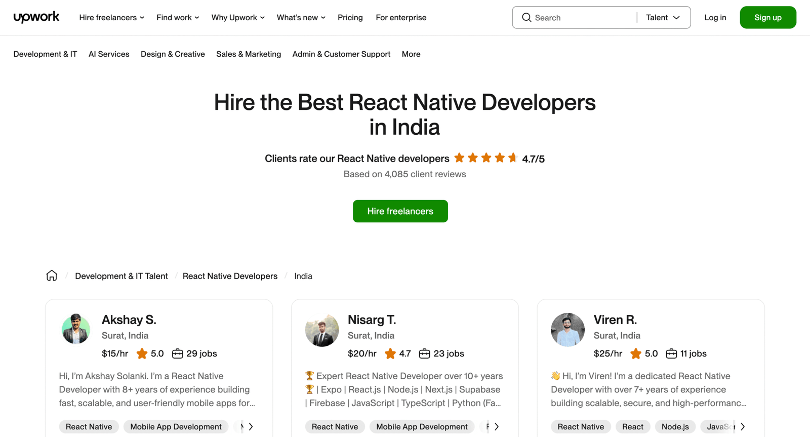 20. Upwork React Native Developers in India