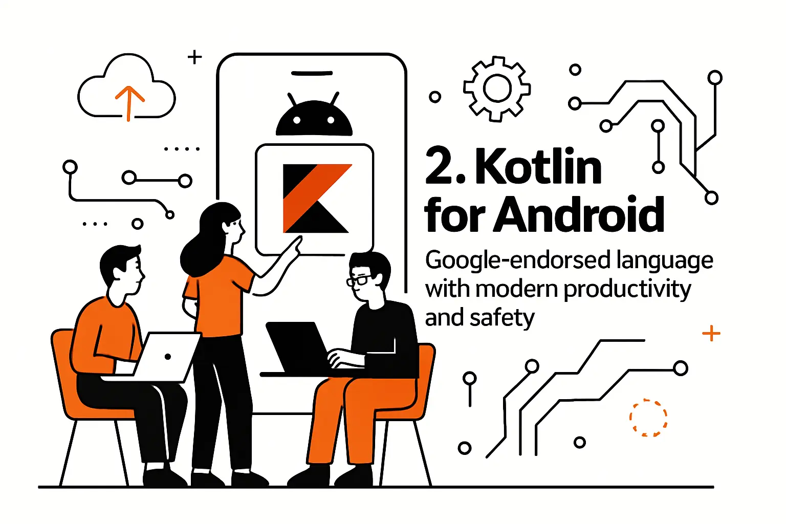 2. Kotlin for Android: Google-endorsed language with modern productivity and safety