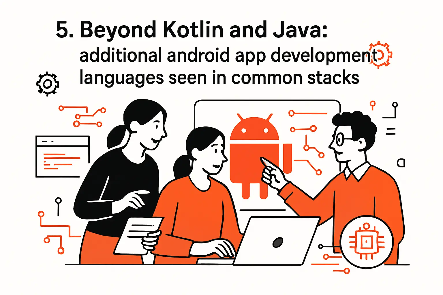 5. Beyond Kotlin and Java: additional android app development languages seen in common stacks