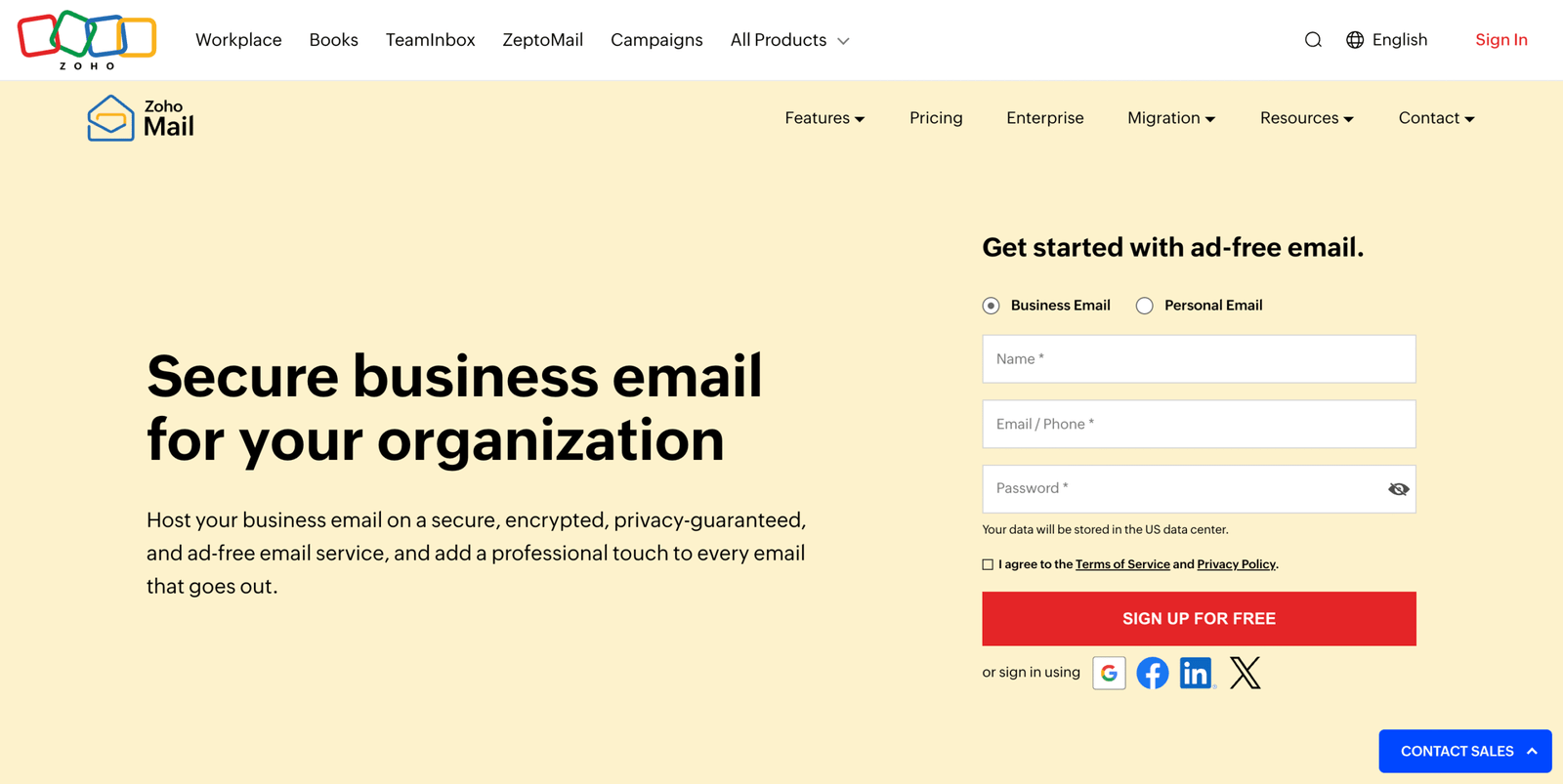 6. Zoho Mail Cheap Email Service Providers