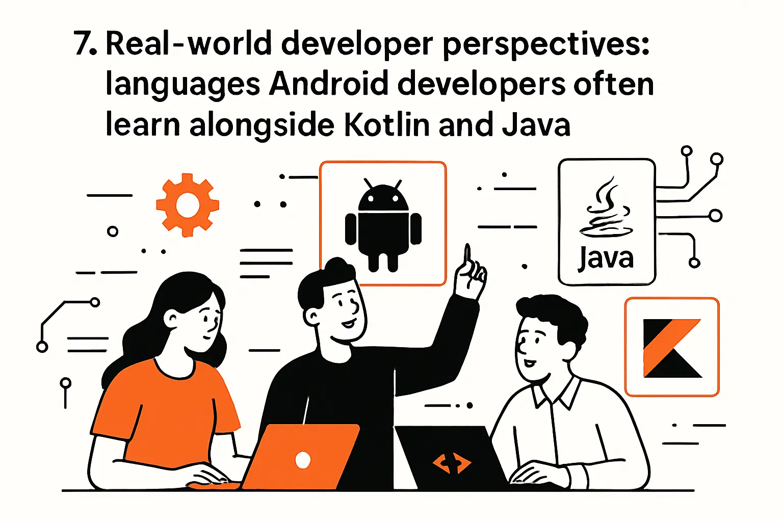 7. Real-world developer perspectives: languages Android developers often learn alongside Kotlin and Java