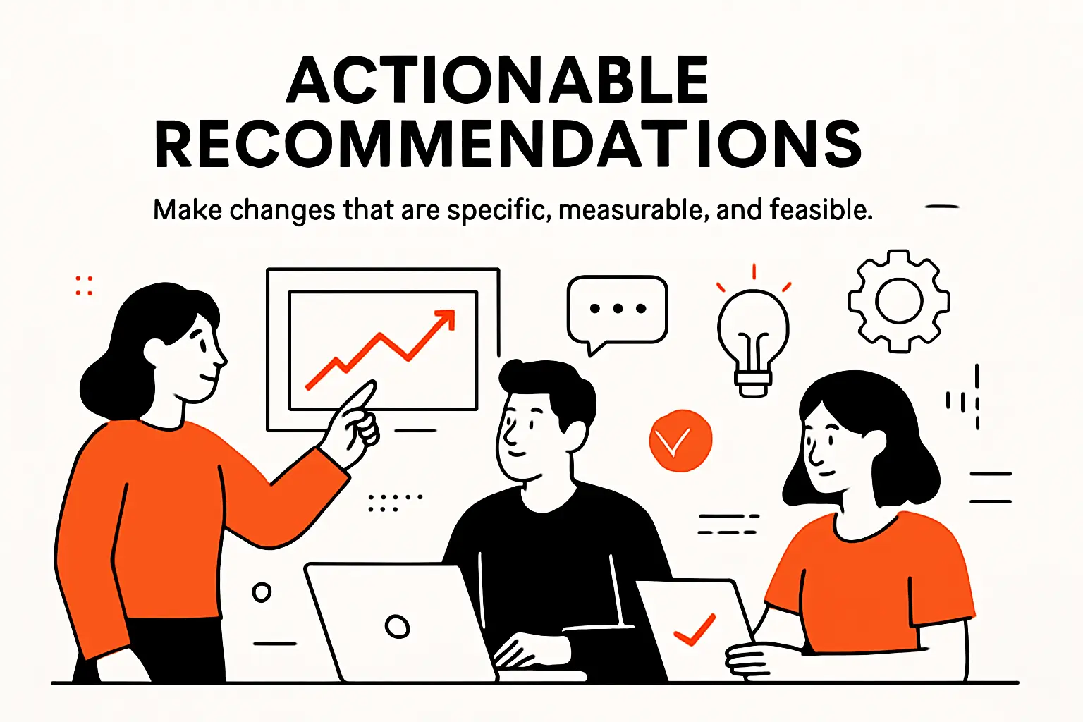 Actionable recommendations: make changes that are specific, measurable, and feasible