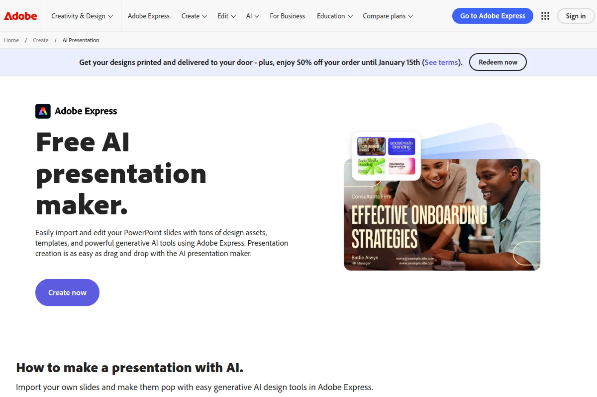 4. Adobe Express AI Presentation Maker