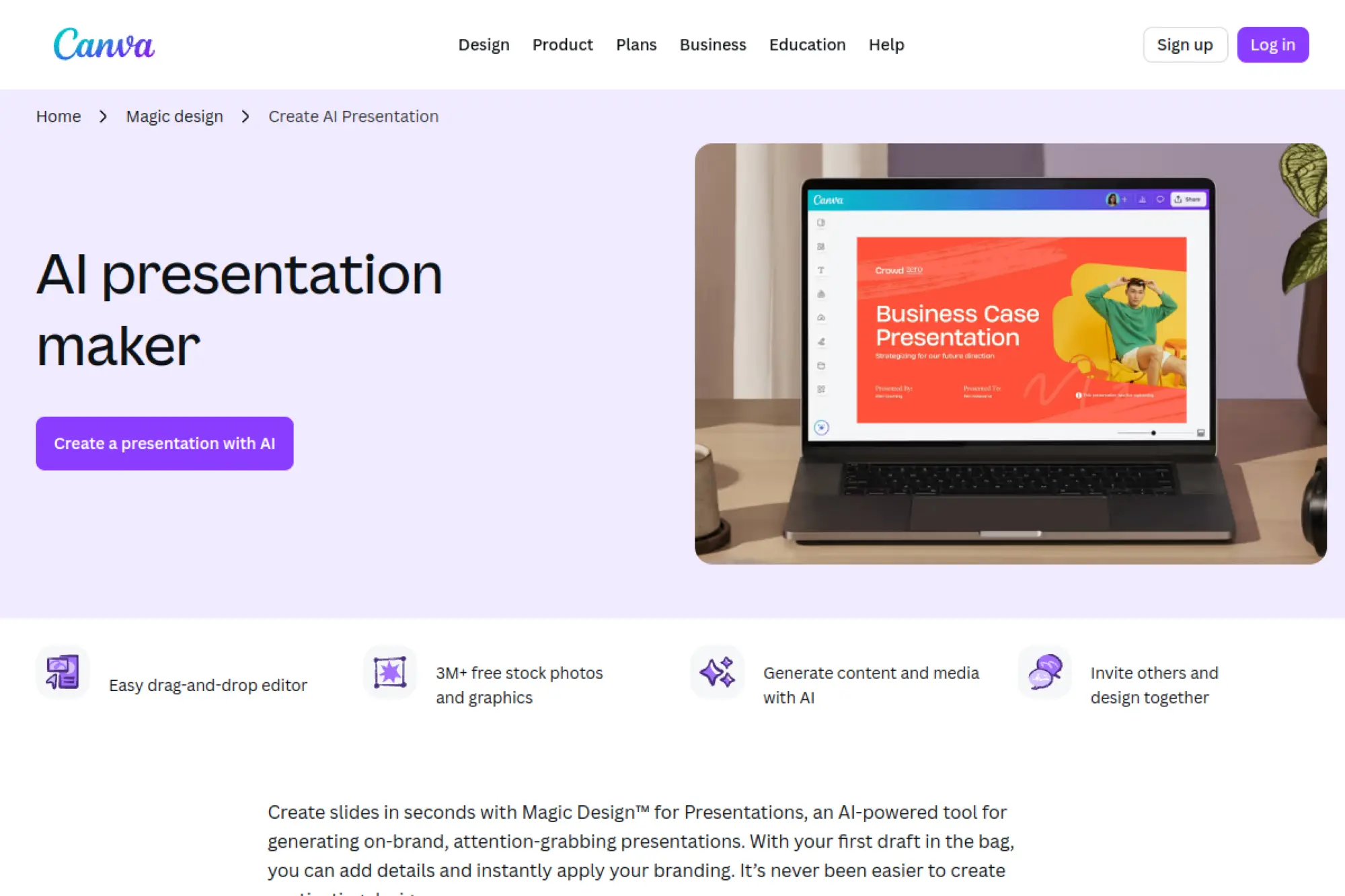 2. Canva AI Presentation Maker