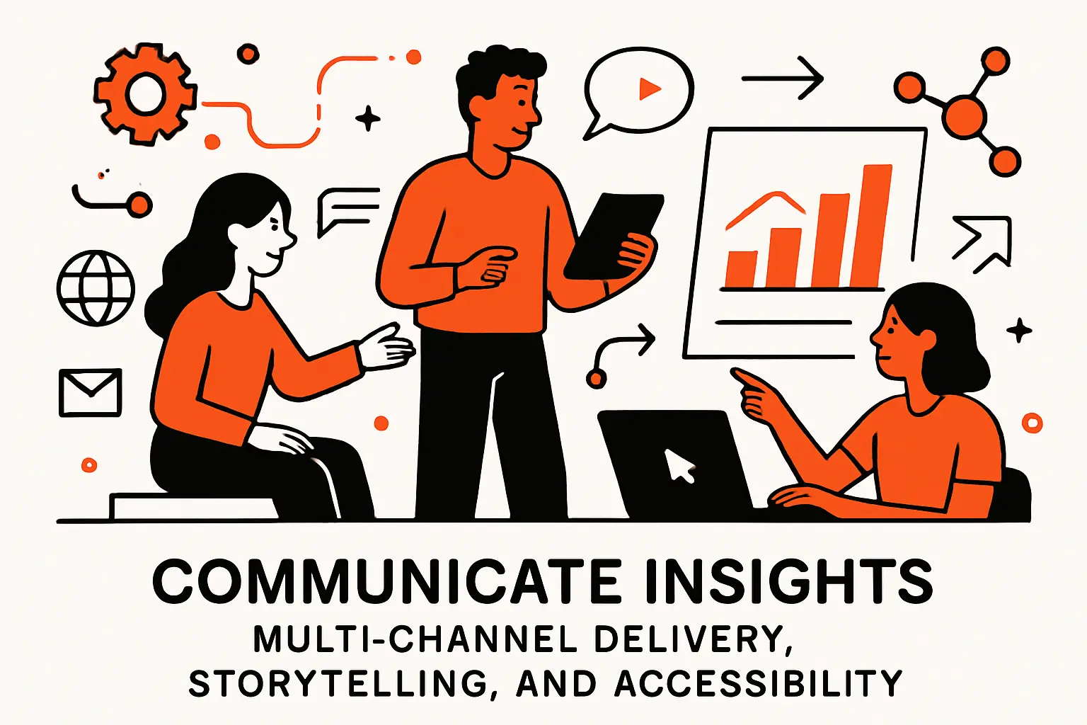 Communicate insights: multi-channel delivery, storytelling, and accessibility