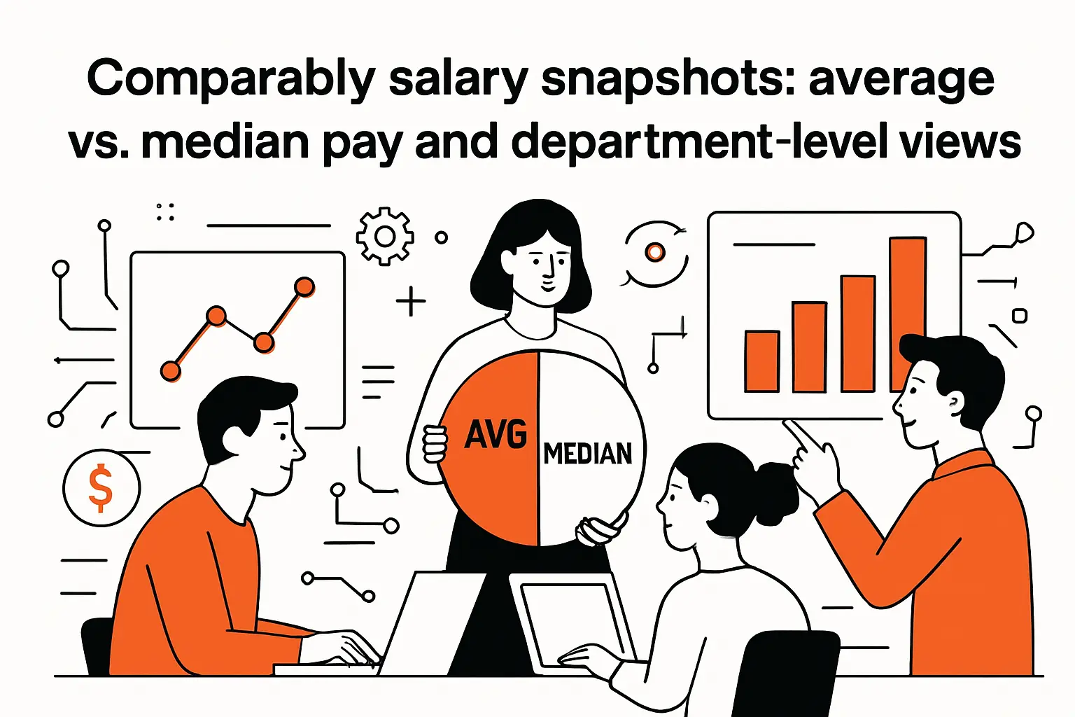 Comparably salary snapshots: average vs median pay and department-level views