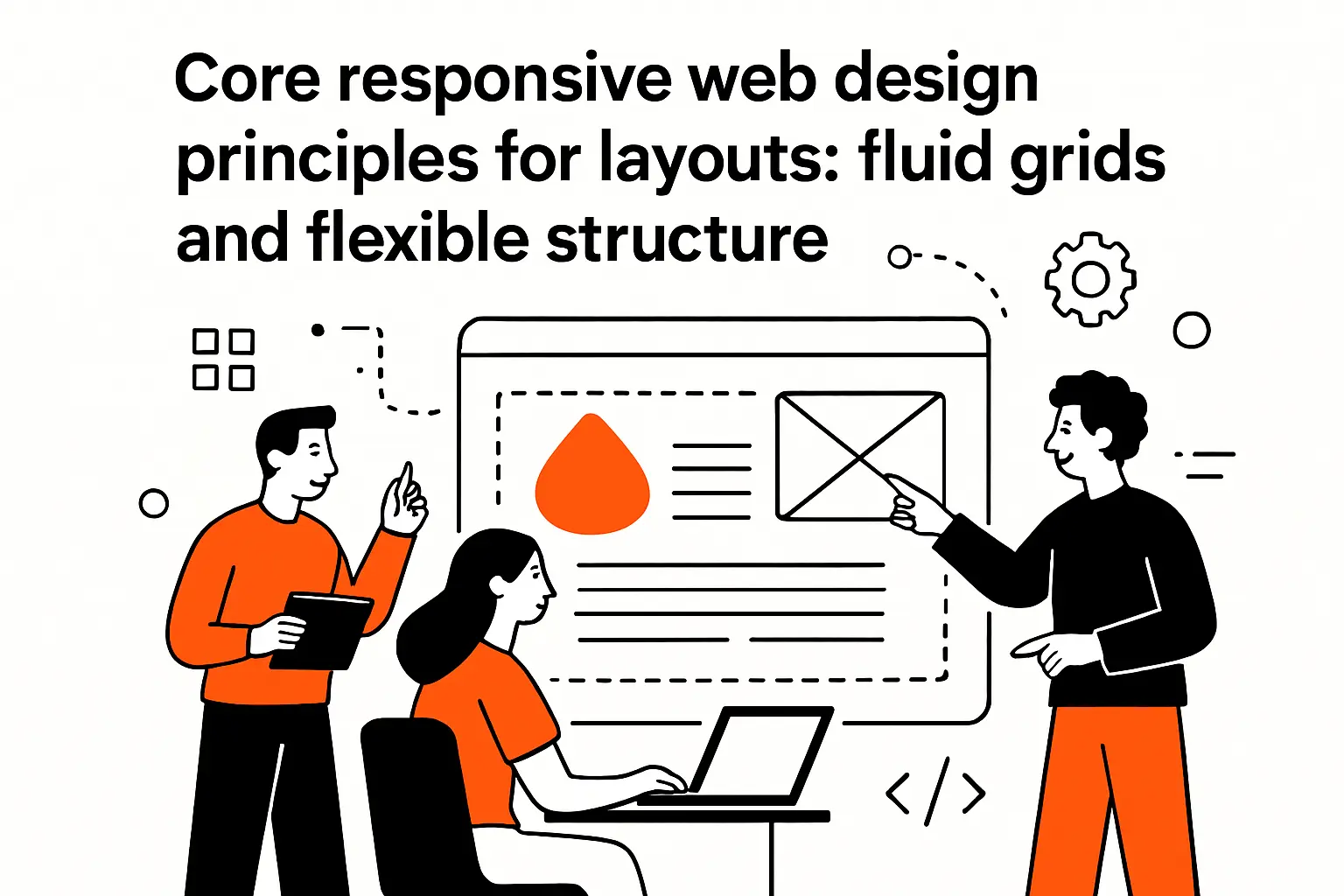 Core responsive web design principles for layouts: fluid grids and flexible structure