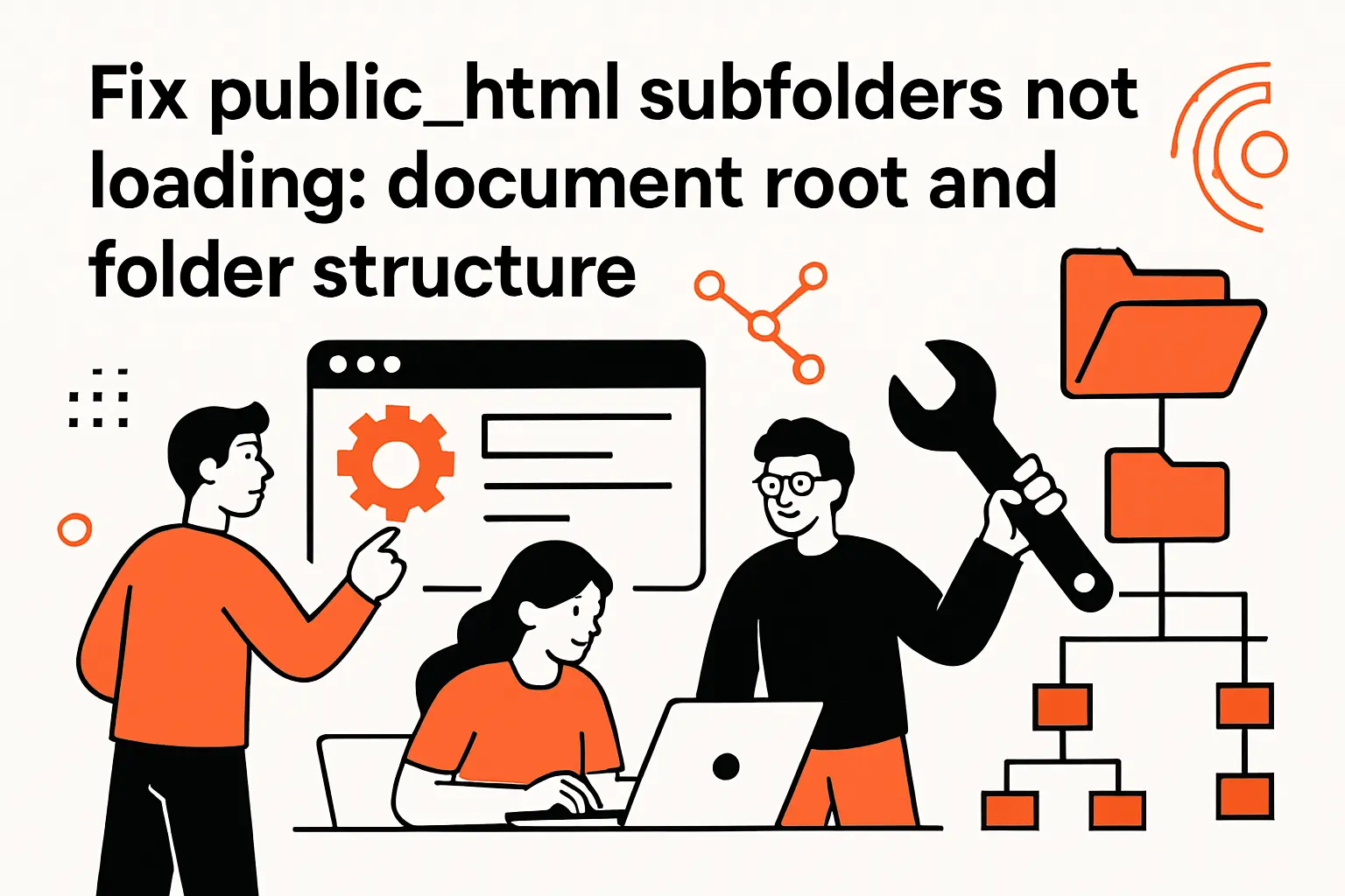 Fix public_html subfolders not loading: document root and folder structure