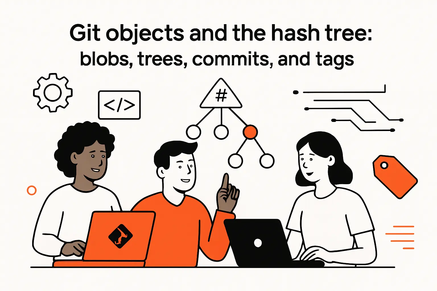 Git objects and the hash tree: blobs, trees, commits, and tags
