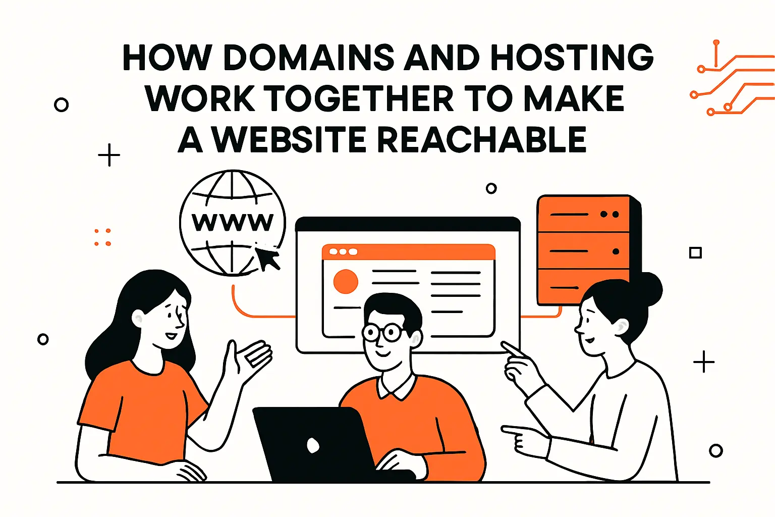How domains and hosting work together to make a website reachable