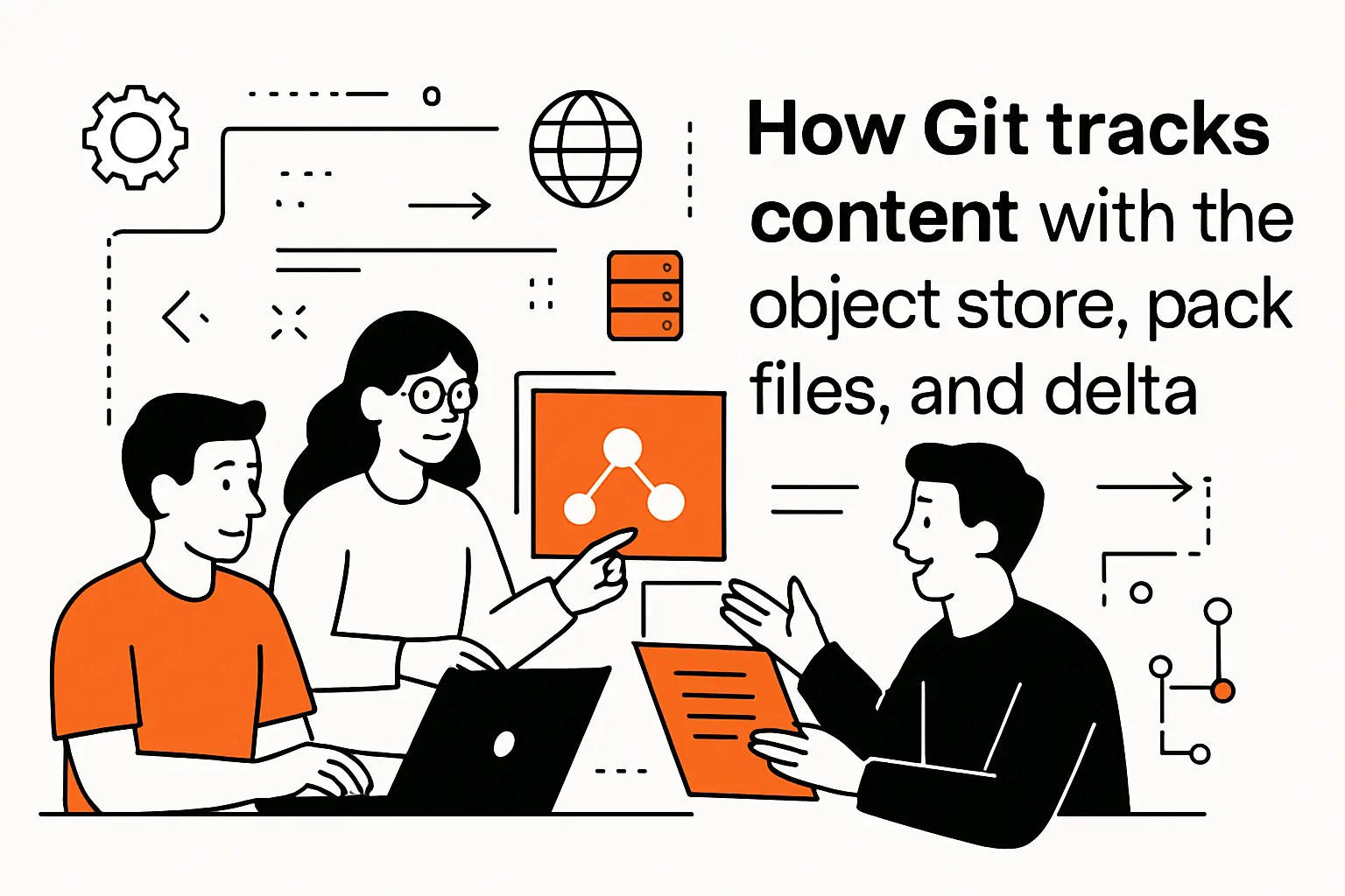 How Git tracks content with the object store, pack files, and delta encoding