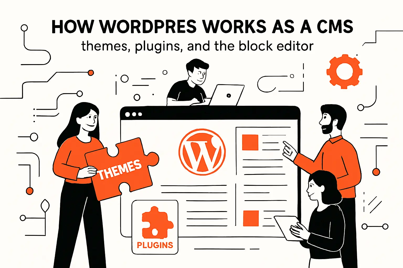 How WordPress works as a CMS: themes, plugins, and the block editor