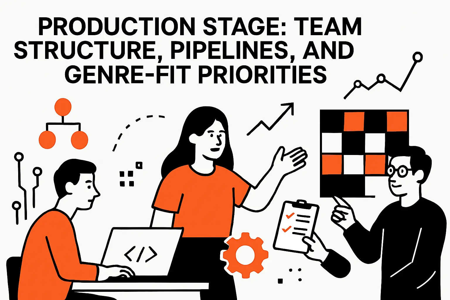 Production stage: team structure, pipelines, and genre-fit priorities