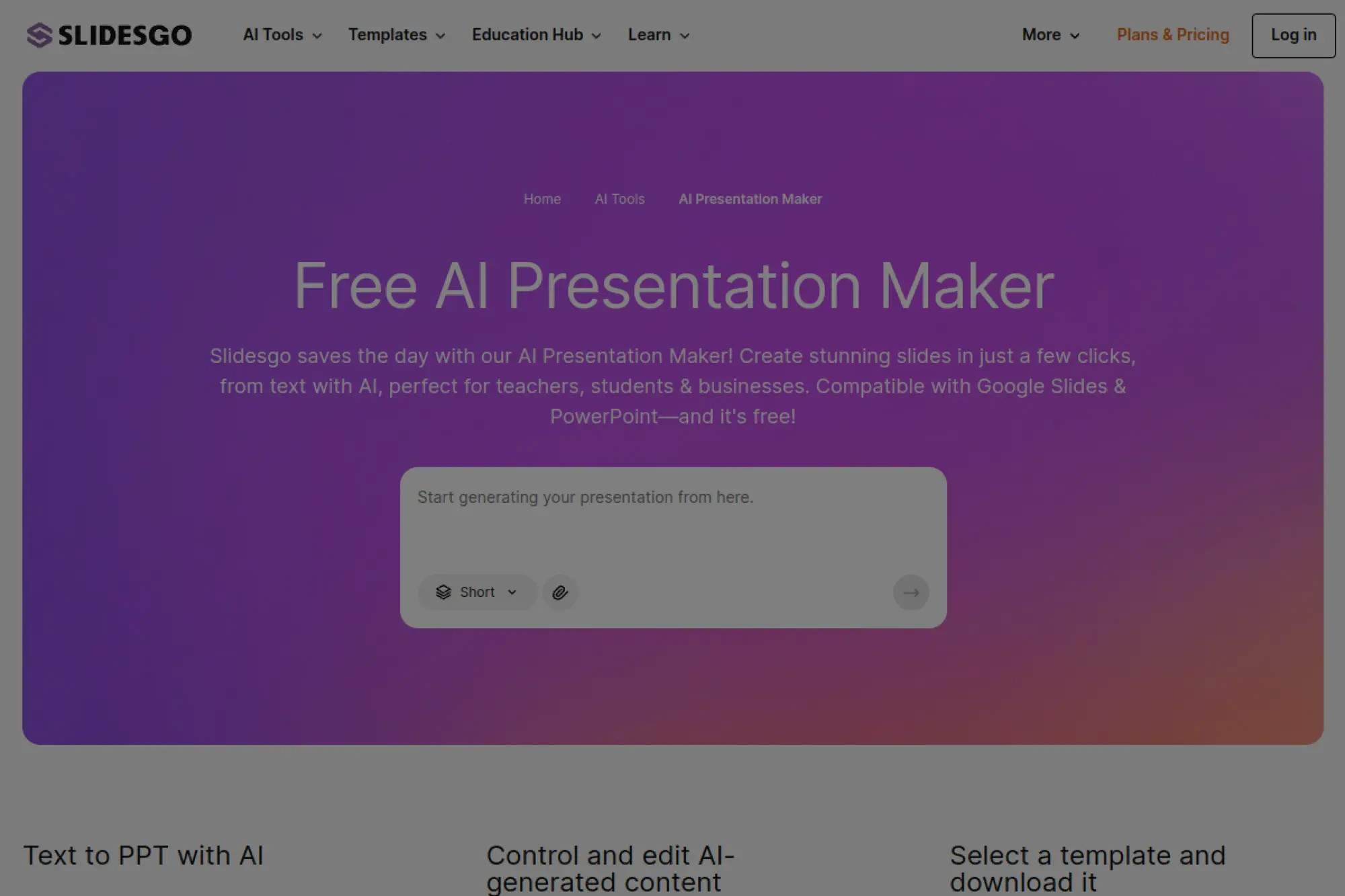 1. Slidesgo AI Presentation Maker