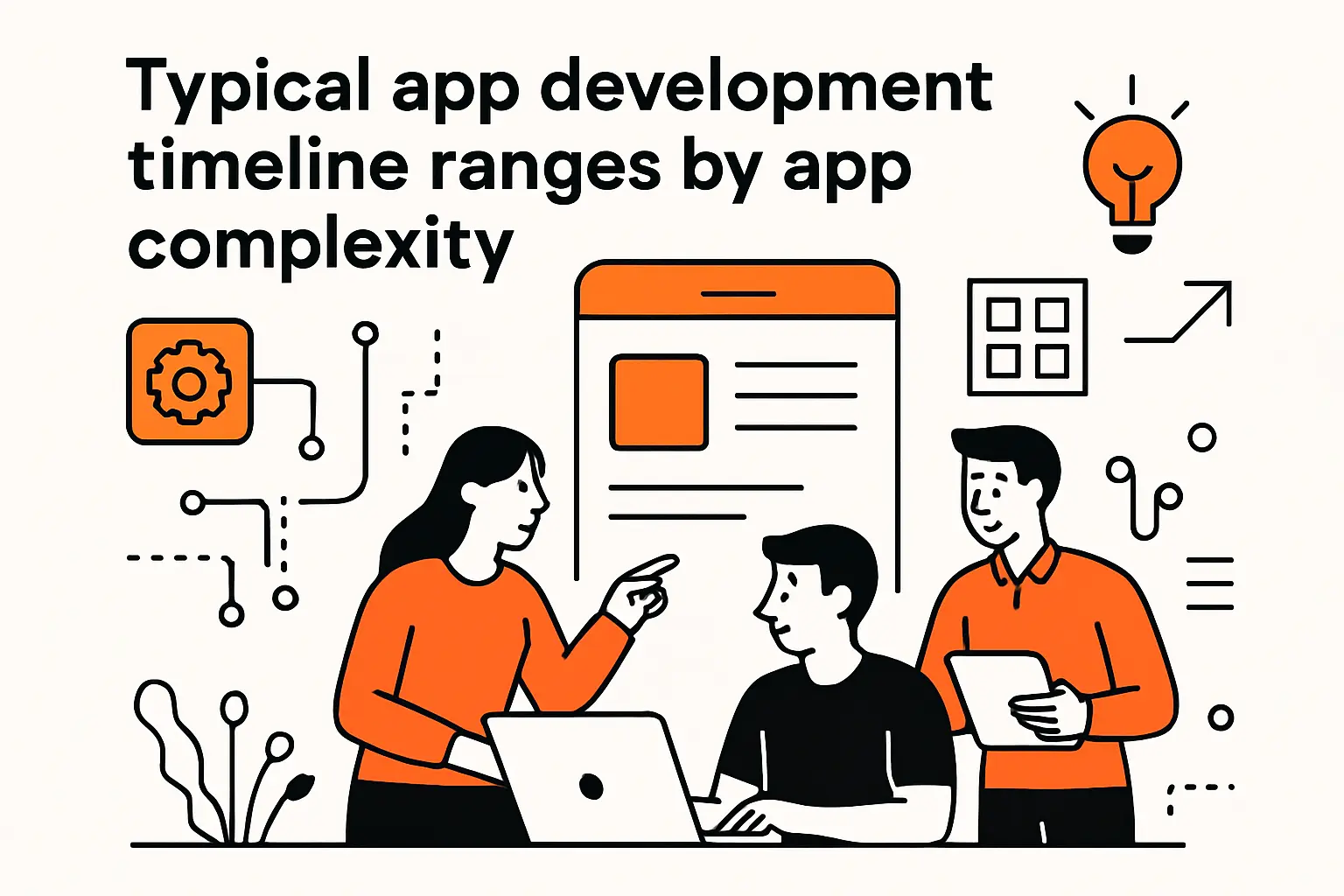 Typical app development timeline ranges by app complexity
