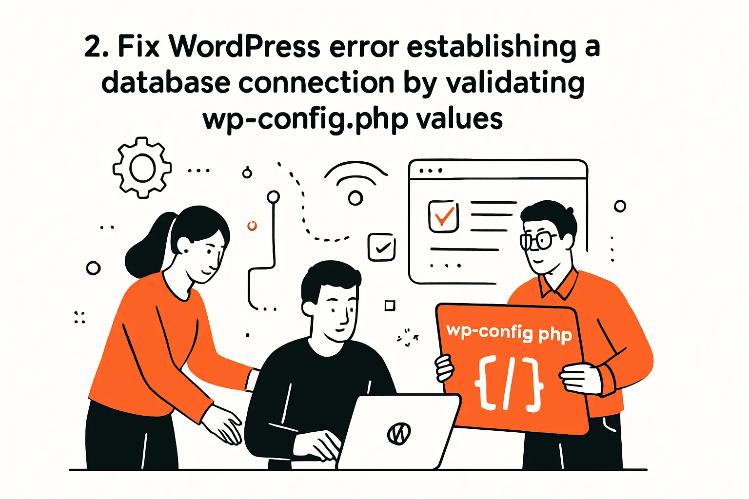 2. Fix wordpress error establishing a database connection by validating wp-config.php values