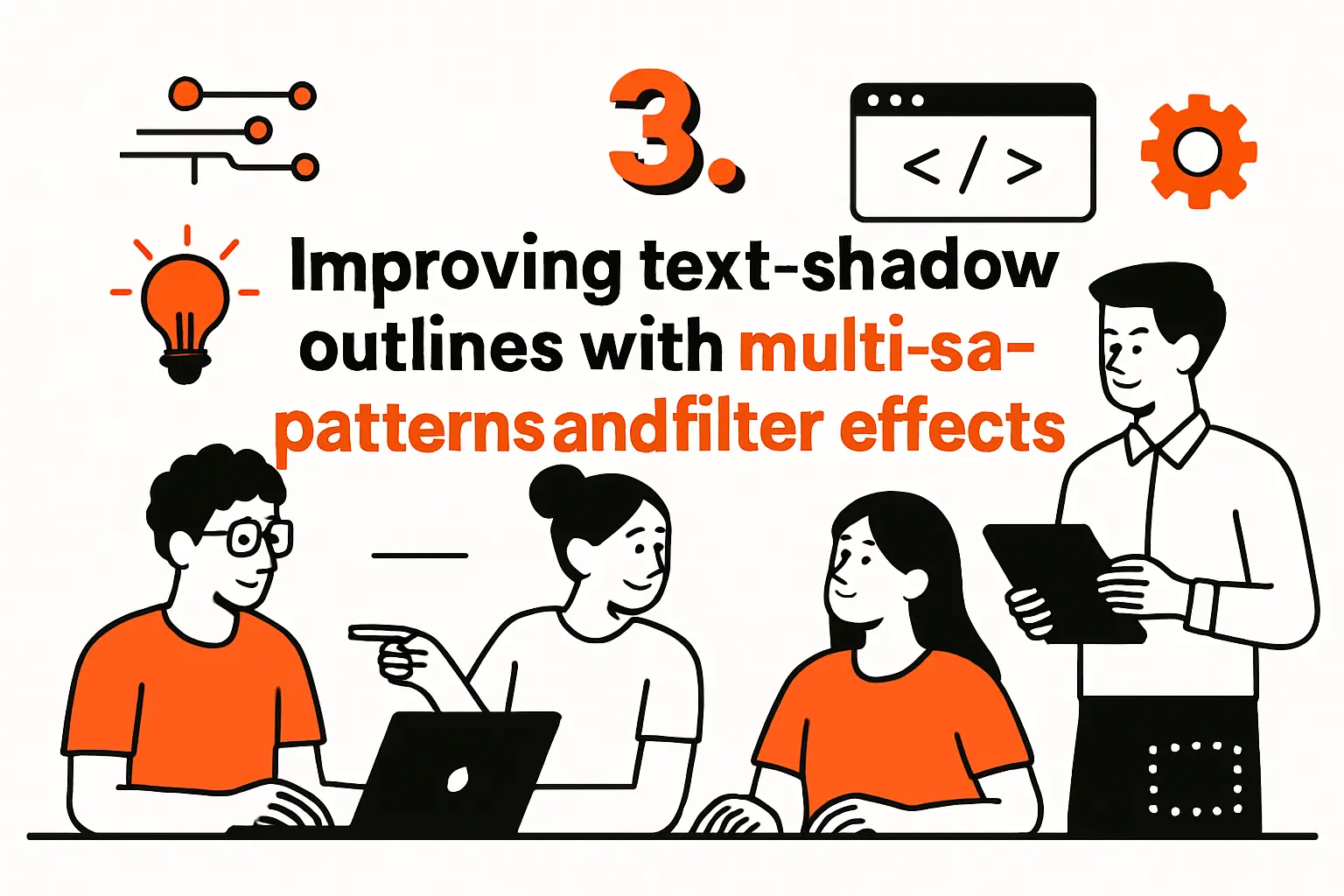 3. Improving text-shadow outlines with multi-shadow patterns and filter effects