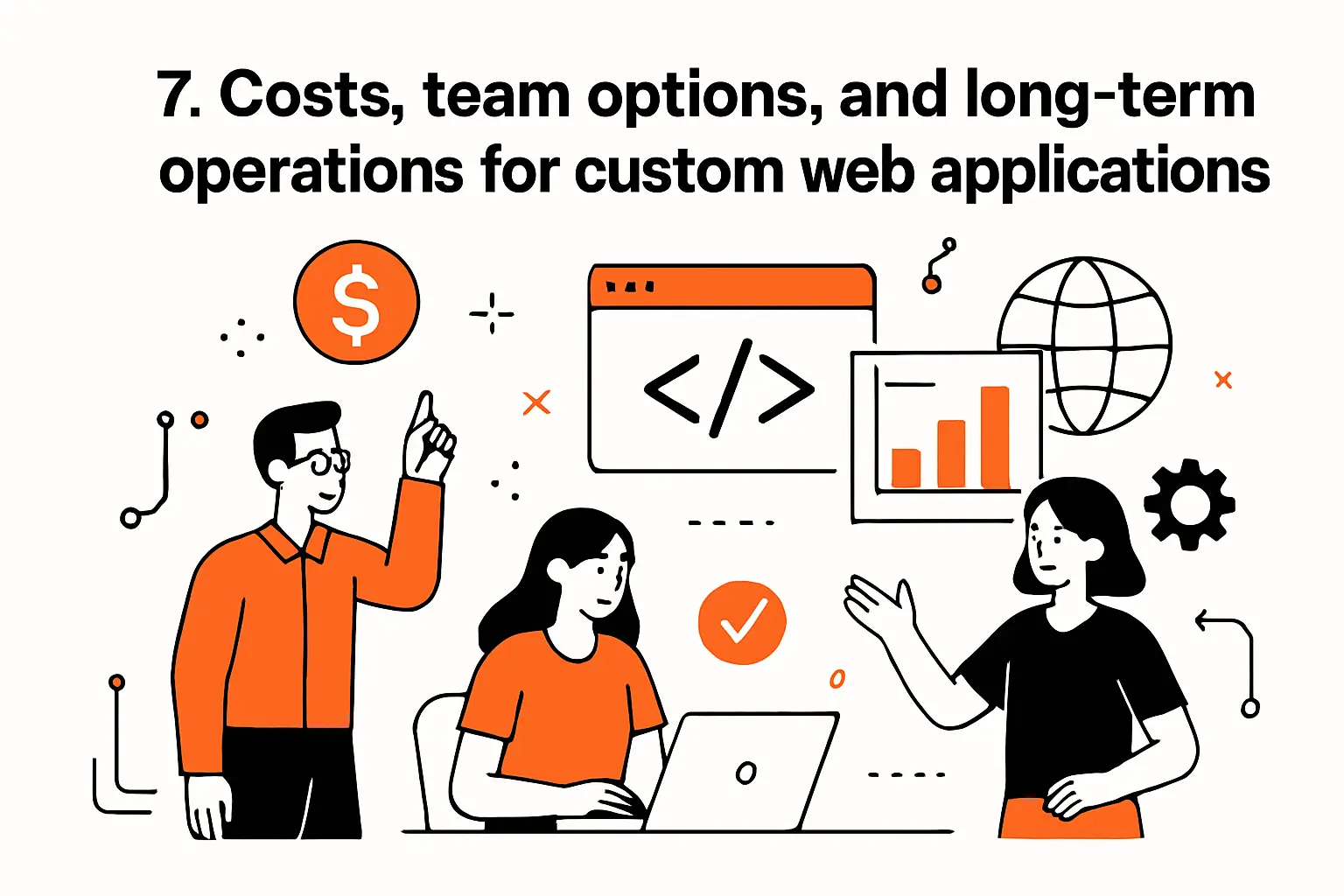 7. Costs, team options, and long-term operations for custom web applications