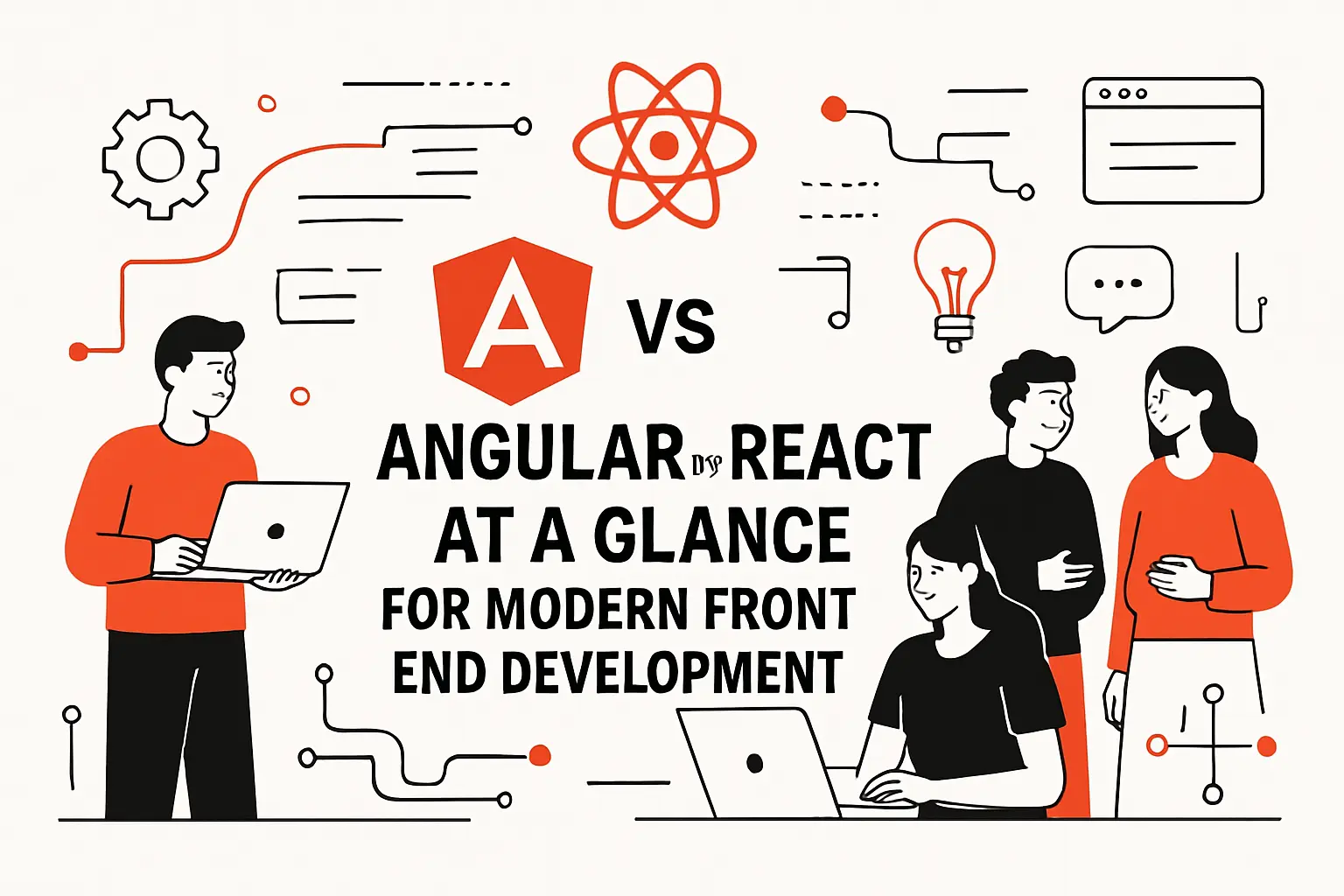 Angular vs React at a glance for modern front end development
