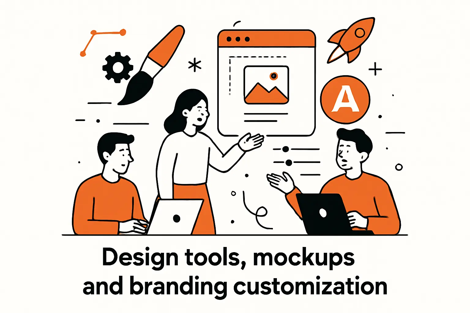 Design tools, mockups, and branding customization