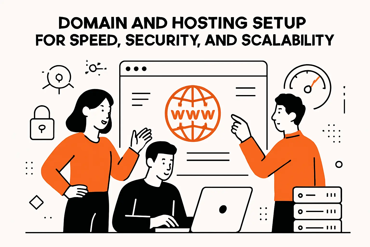 Domain and hosting setup for speed security and scalability