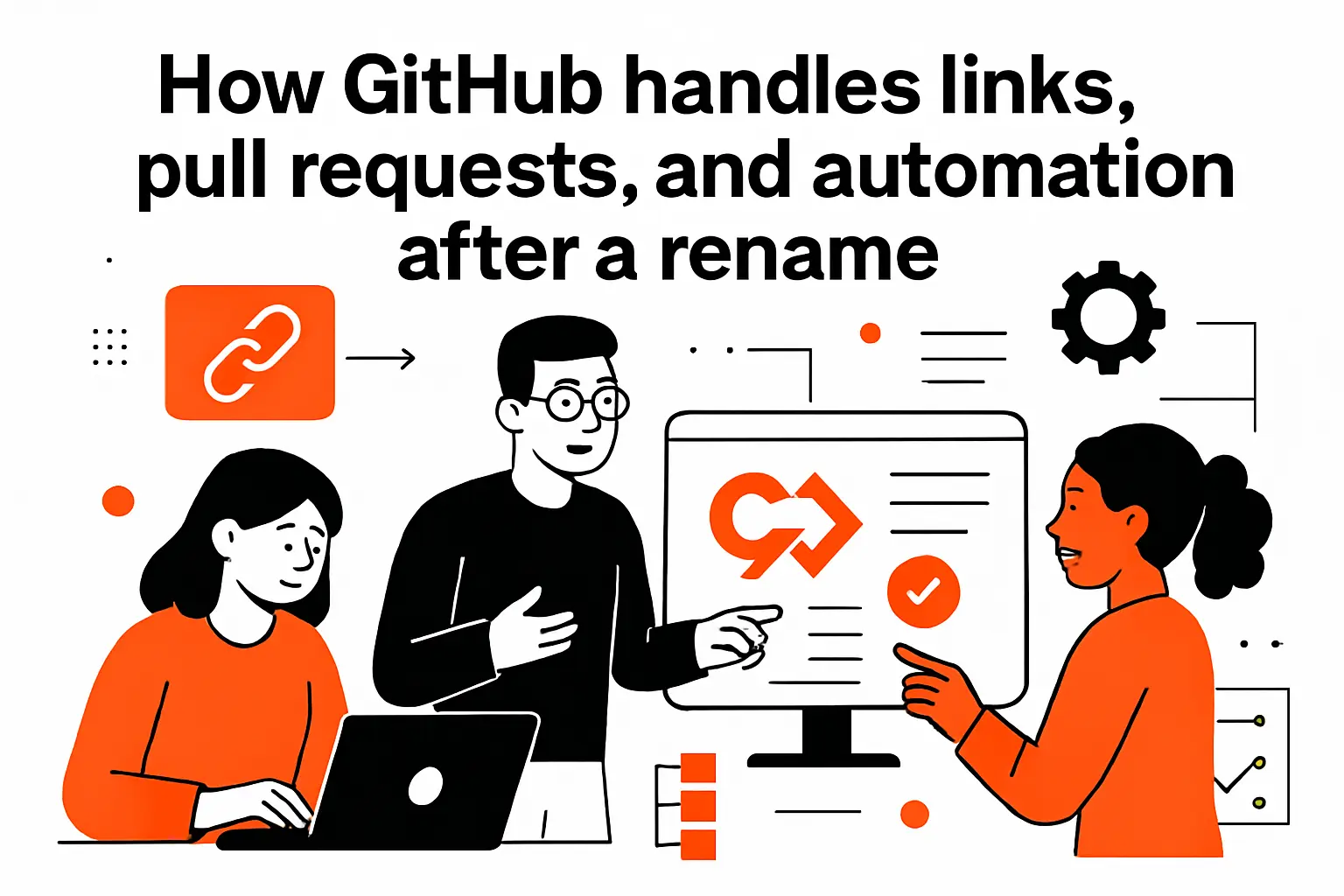 How GitHub handles links, pull requests, and automation after a rename