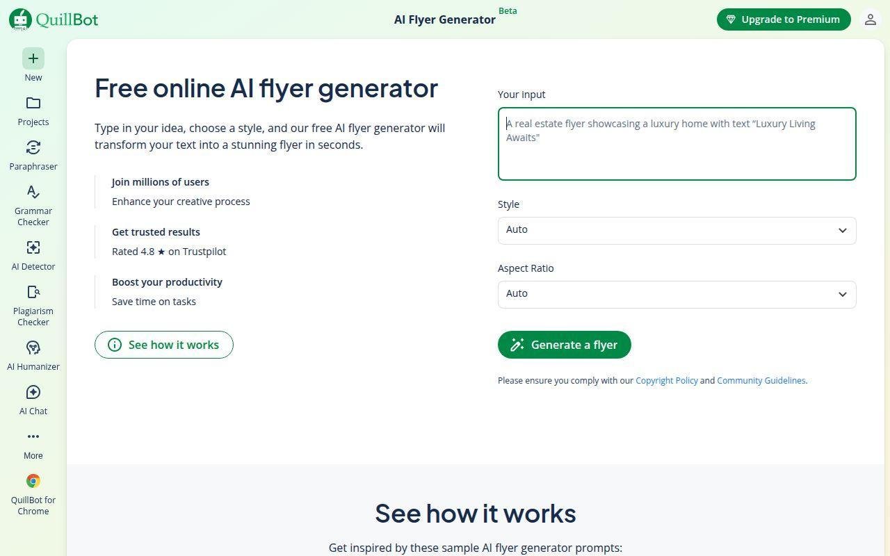 3. QuillBot AI Flyer Generator